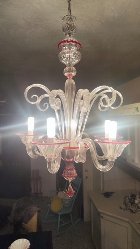 Red murano chandelier lights - red,