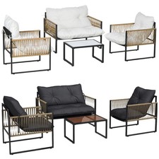 Outsunny Set da Esterno 4 Pezzi in Rattan con Divanetto, 2 Sedie e Tavolino