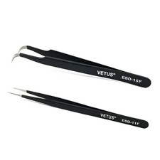 Set pinzette Vetus ESD12 ESD15 diritta e curva professionali elettronica SMD