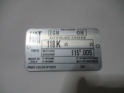 Targa fiat 1500 - id, tipo