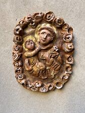 Maschera da muro in terracotta - Sant'Antonio - Scultura unica fatta a mano