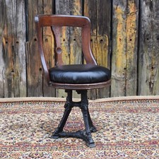 Antica sedia biblioteca scrivania girevole sala da pranzo in ghisa mogano nave vapore