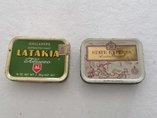 2 Scatole Latta vintage tabacco pipa vuote LATAKIA e STATE EXPRESS da gr 50 cda