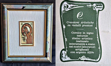 Squisita miniatura con cornice Art Nouveau in argento 925 goffrato a mano con Mucha Inspi