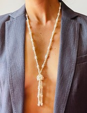 COLLANA PERLE DI FIUME CON NODO CENTRALE LUMINOSISSIMA