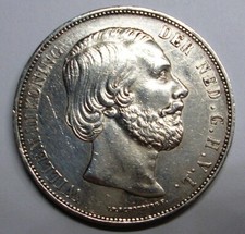 NETHERLANDS 2 1/2 Gulden 1872 AG William III