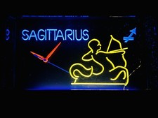 Orologio lampada neon A Nuon Product Geminii Display Sagittario vintage anni 80