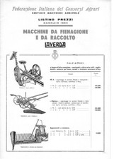 Federconsorzi Listino macchine fienagione e raccolto Laverda 1963