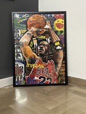 Quadro Michael Jordan Pop Art 50x70 Poster Con Cornice Bordo Nero