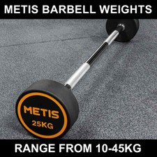 METIS Pesi Barbell in Gomma [10–30 kg] | BARRA FISSA – Allenamenti Palestra Sollevamento Pesi