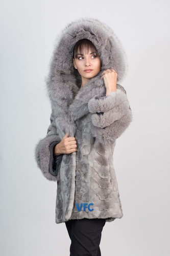 Cappotto visone grigio - grigio, con