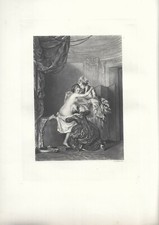 Stampa antica DONNA NUDA NELLA VASCA DA BAGNO Baudoin 1899 Antique print