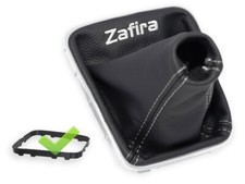 PER OPEL ZAFIRA B 2005-2014 PELLE CUFFIA LEVA CAMBIO RICAMO BIANCO + TELAIO