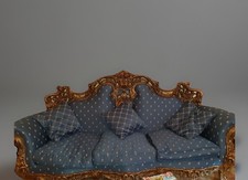 Divano a Tre Posti in Stile Barocco con Cornice in Legno Dorato