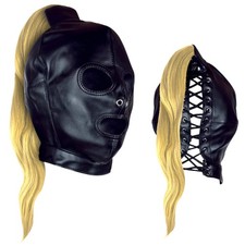 Pony Mask Maschera Ecopelle Testa Aperta Occhi e Bocca Stringata Coda Cavallo