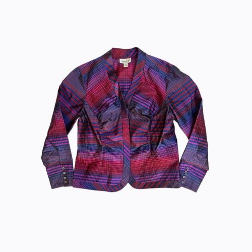 Blazer seta fucsia plaid - , zip