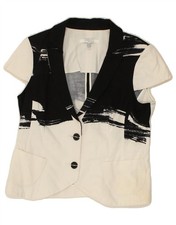 MARIELLA ROSATI giacca blazer donna manica corta UK 14 grande nero BE22