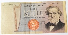 BANCONOTA MILLE LIRE 1000  GIUSEPPE VERDI DECRETO MINISTERIALE 26 FEBBRAIO 1969.