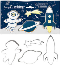 2084-4 Stampi per Biscotti Spaziali - in Acciaio Inox, Astronauta, Stella Cadent