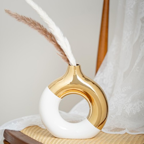 Vaso ciambella bianco - ciambella, oro