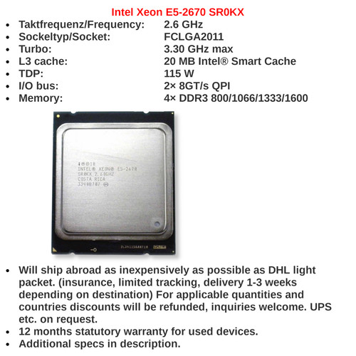 Cpu intel xeon 2670 - cpu, e5-2670