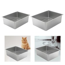 Lettiera in acciaio inossidabile robusta con lati alti per gatti con conigli