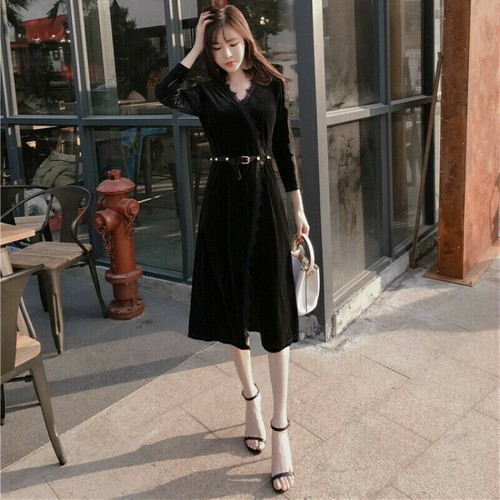 Abito donna velluto pizzo