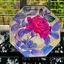 Piatto rosa vetro 6 lati