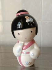 Bambola Kokeshi Giappone Bambolina In Porcellana Alta 13 Cm Geisha Giappone 