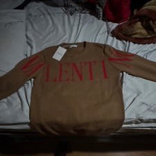 Valentino Brown Red Logo Knit