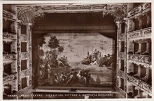 CARTOLINA * 2 PARMA REGIO TEATRO SIPARIO DEL PITTORE G.BATTISTA VIAGGIATA 1934