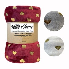 Coperta Letto Pesante Pile Plaid Pile Divano Calda Invernale CUORI ORO