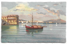 CARTOLINA DI NAPOLI ,ARTISTICA - CASTEL DELL'OVO - ILL. FUSCO  viaggiata 1940