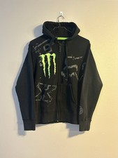 Felpa con cappuccio zip media Y2K Monster Energy X Fox Racing collaborazione ufficiale