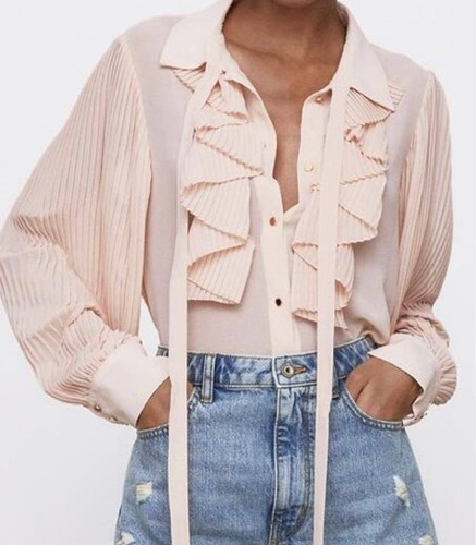 Blusa zara nuda con volant - blusa,