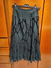 Gonna Svasata Con Balze Tessuto Vellutato