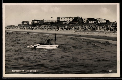 Cartolina wangerooge spiaggia - cartolina, wangerooge,