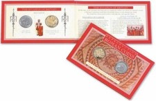 2 X Riproduzione Romanzo Moneta Set 1- Il Invasione Di Bretagna Uno Oro E 1