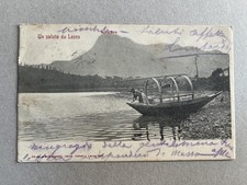 m) Cartolina formato piccolo Lecco barca Monte Barro 1904