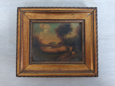 MINIATURA DI DIPINTO OLIO SU TAVOLETTA META' 900 IN CORNICE DORATA