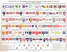 BANDIERA MARITTIMA " des principales puissances du Globe" 1862 Andriveau Goujon