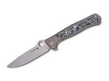 Coltello tascabile Spyderco Slym M390 Titanium PlainEdge R.I.L grigio titanio ✔️ 01SP1340