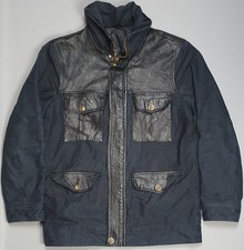 Versus Versace Giacca Pelle Cotone Cappotto Testa di Leone Taglia Large/50 Blu Nero