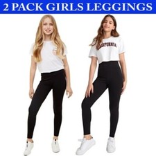 2 Pack Girls Black Leggings