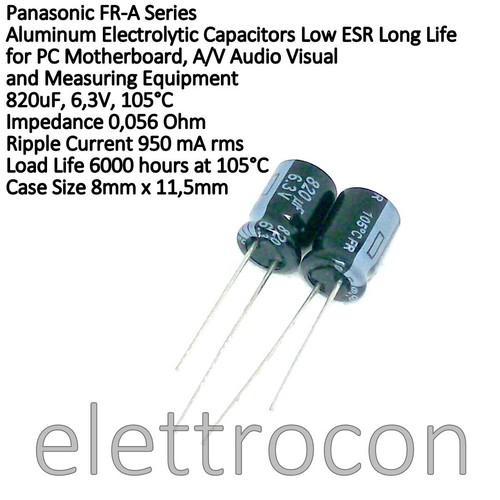 Pezzi 820uf 105 c - 2, 6,3v