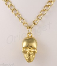 COLLANA CATENA CIONDOLO METALLO TESCHIO 3D SKULL oro H745