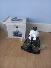 CAFFETTIERA 2 tazze BRANDANI Melita express bianca alluminio 2 tazzine vetro