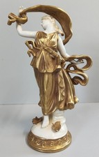 STATUINA Ballerina SCULTURA CERAMICA BIANCA DORATA Ginori Capodimonte EPOCA '900