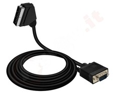 CAVO SCART a VGA 15 poli M/M 1.8 Metri ADATTATORE Scart CONVERTITORE COMPUTER PC