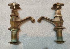 Coppia Antichi Rubinetti Bronzo Acqua Calda /Fredda
